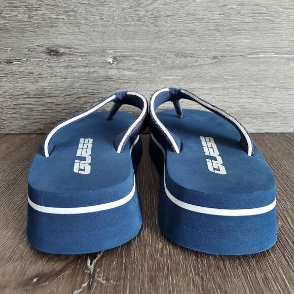 Vintage Guess Platform Flip Flops Sandals Blue White Size 5 - Picture 5 of 10